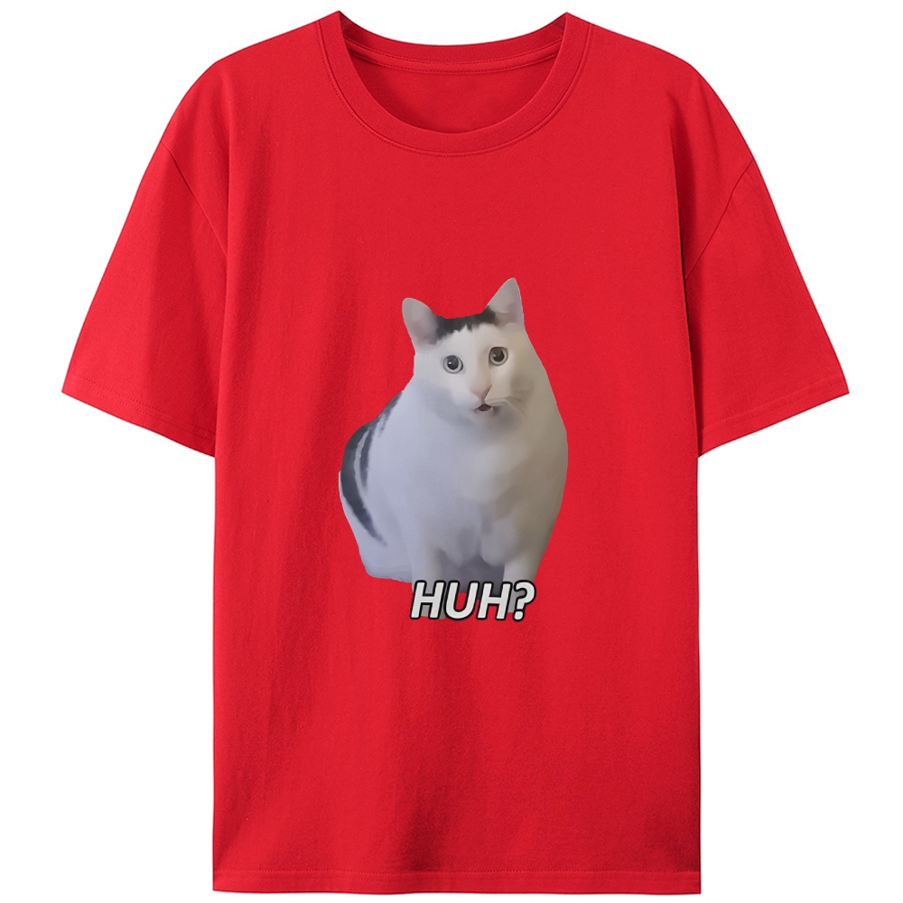 Cat "HUH?" Meme Retro Designed for Women - Slim Fit Cotton Tee