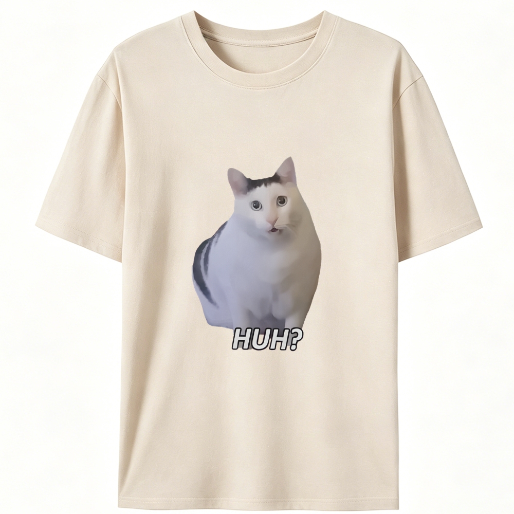 Cat "HUH?" Meme Retro Designed for Women - Slim Fit Cotton Tee