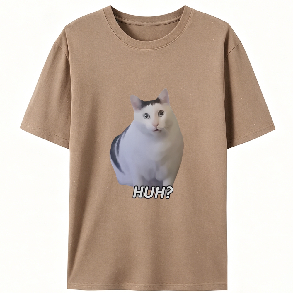 Cat "HUH?" Meme Retro Designed for Women - Slim Fit Cotton Tee