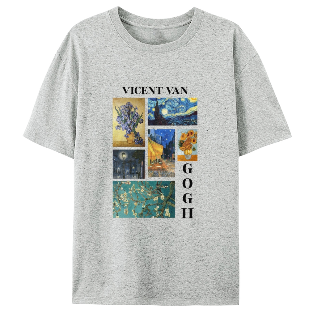 Van Gogh Masterpieces Collage Designed for Women - Slim Fit Cotton Tee
