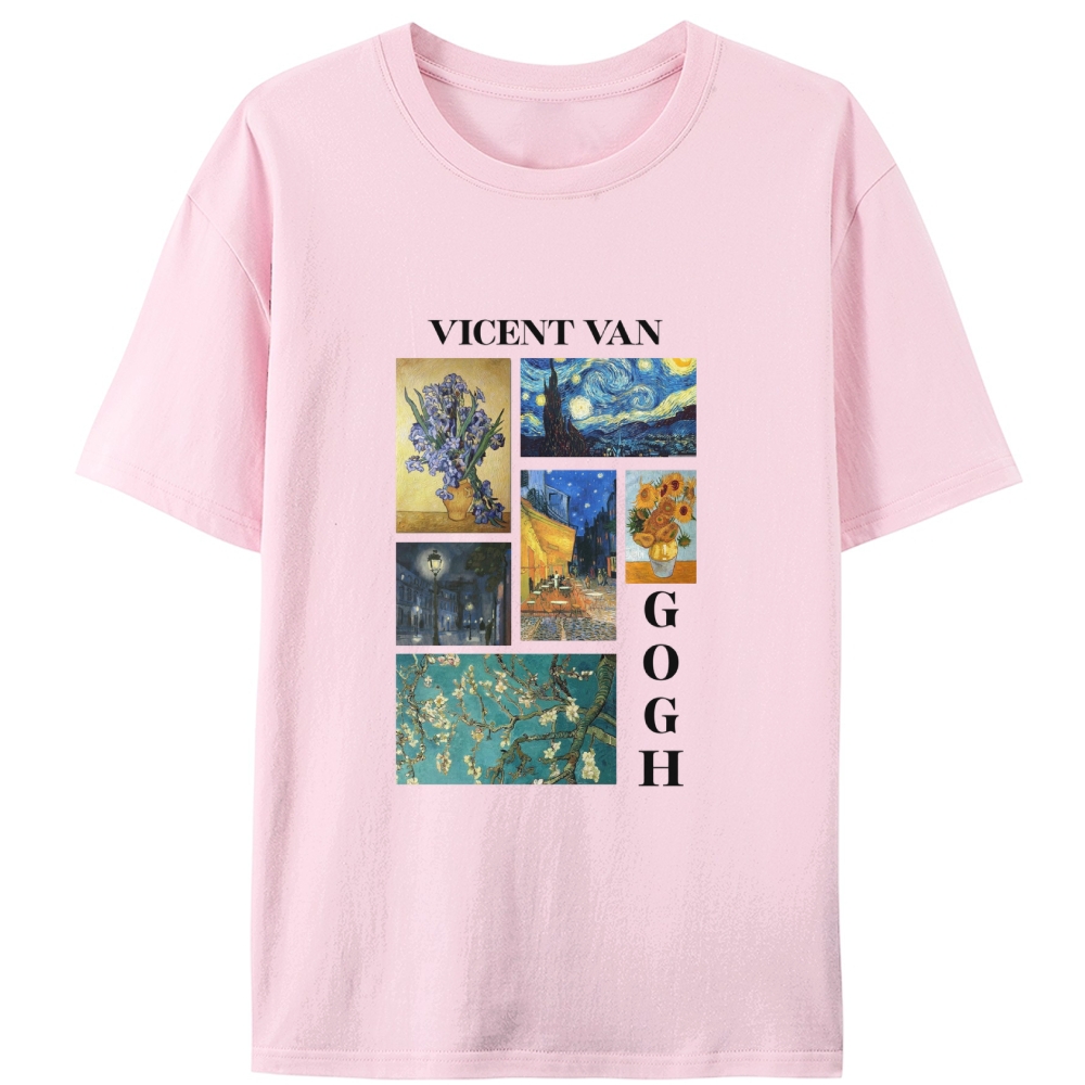 Van Gogh Masterpieces Collage Designed for Women - Slim Fit Cotton Tee