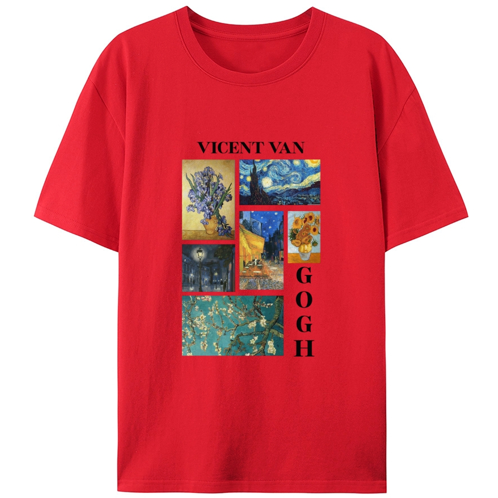 Van Gogh Masterpieces Collage Designed for Women - Slim Fit Cotton Tee