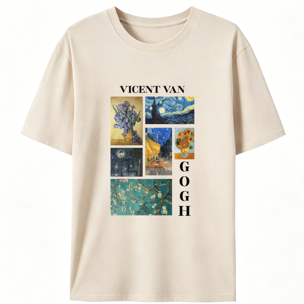 Van Gogh Masterpieces Collage Designed for Women - Slim Fit Cotton Tee