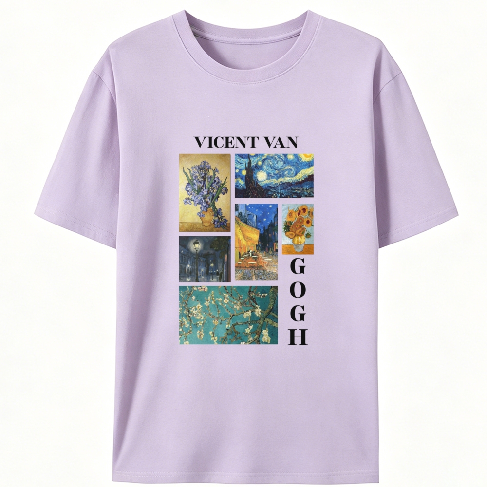Van Gogh Masterpieces Collage Designed for Women - Slim Fit Cotton Tee