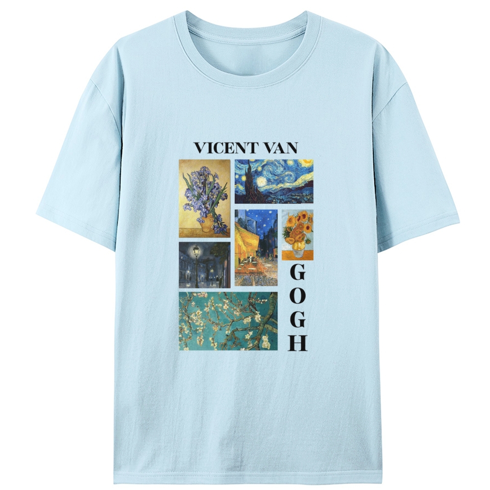 Van Gogh Masterpieces Collage Designed for Women - Slim Fit Cotton Tee