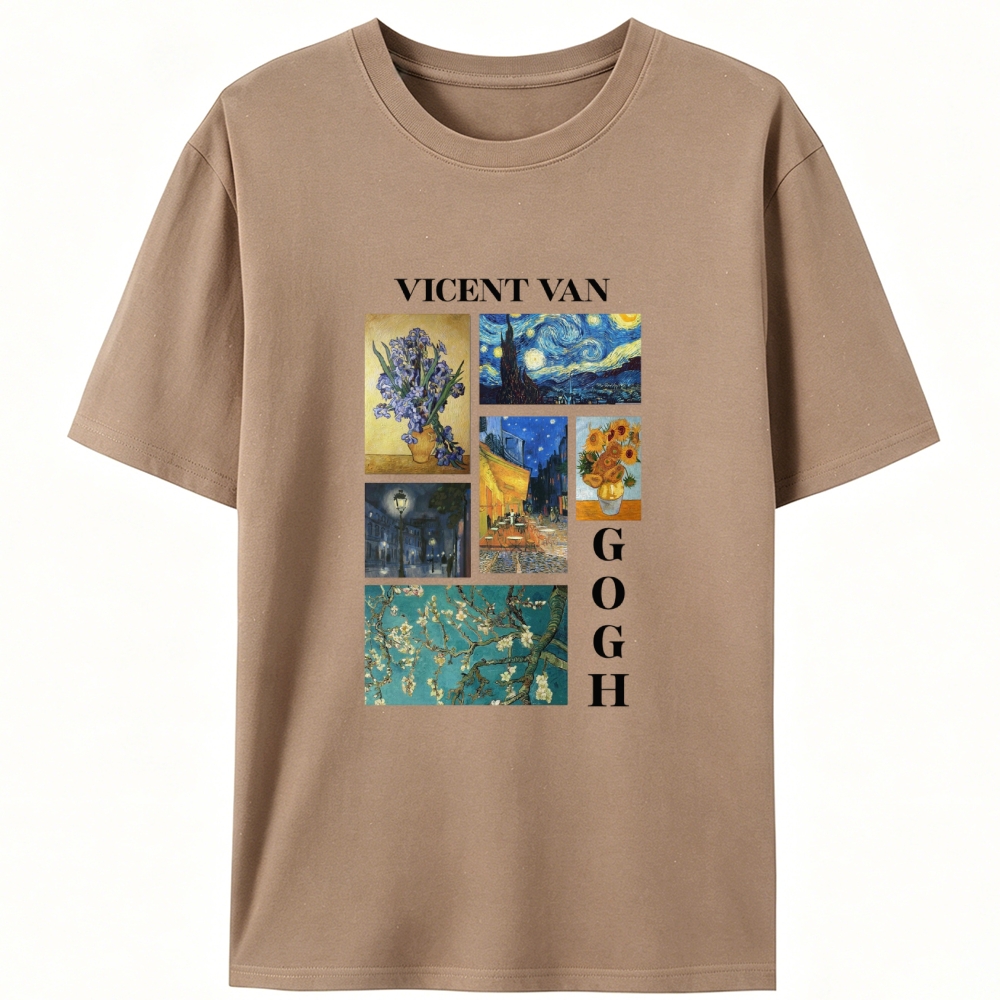 Van Gogh Masterpieces Collage Designed for Women - Slim Fit Cotton Tee