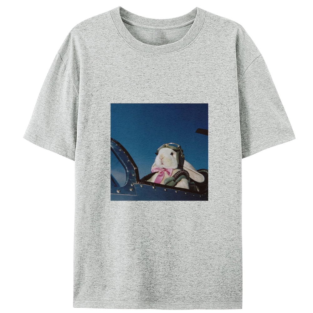 Pilot Rabbit With Pink Bow Tie Meme Retro Designed for Women - Slim Fit Cotton Tee