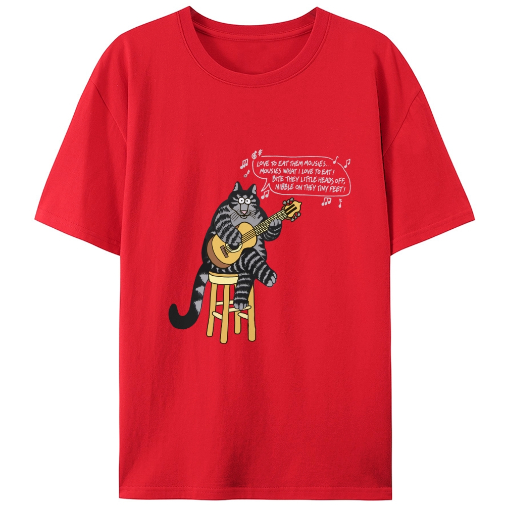 Love To Eat Them Mousies Cat Retro Designed for Women - Slim Fit Cotton Tee