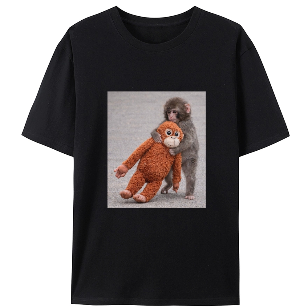 Punch-kun Monkey Meme Graphic Retro Designed for Women - Slim Fit Cotton Tee