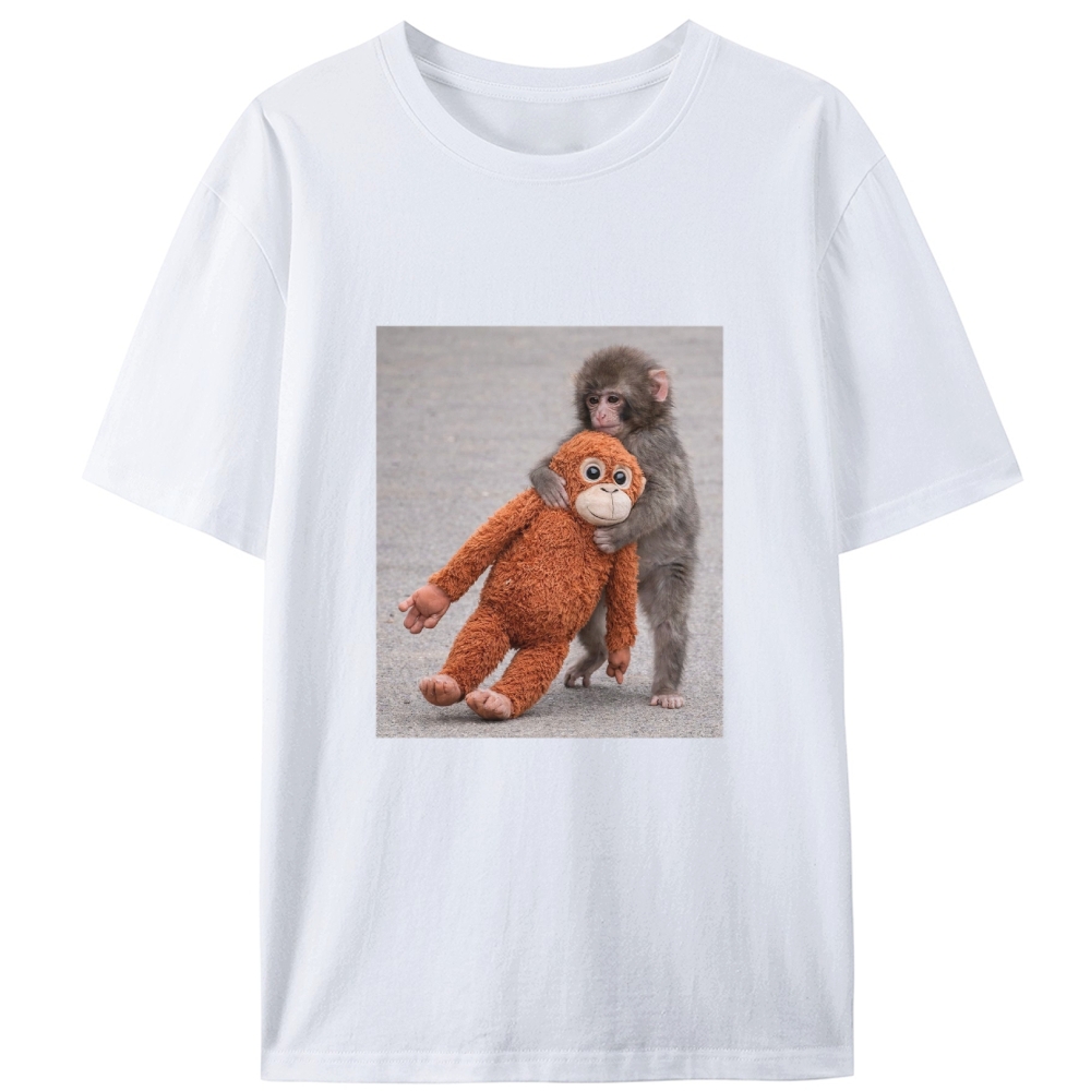 Punch-kun Monkey Meme Graphic Retro Designed for Women - Slim Fit Cotton Tee
