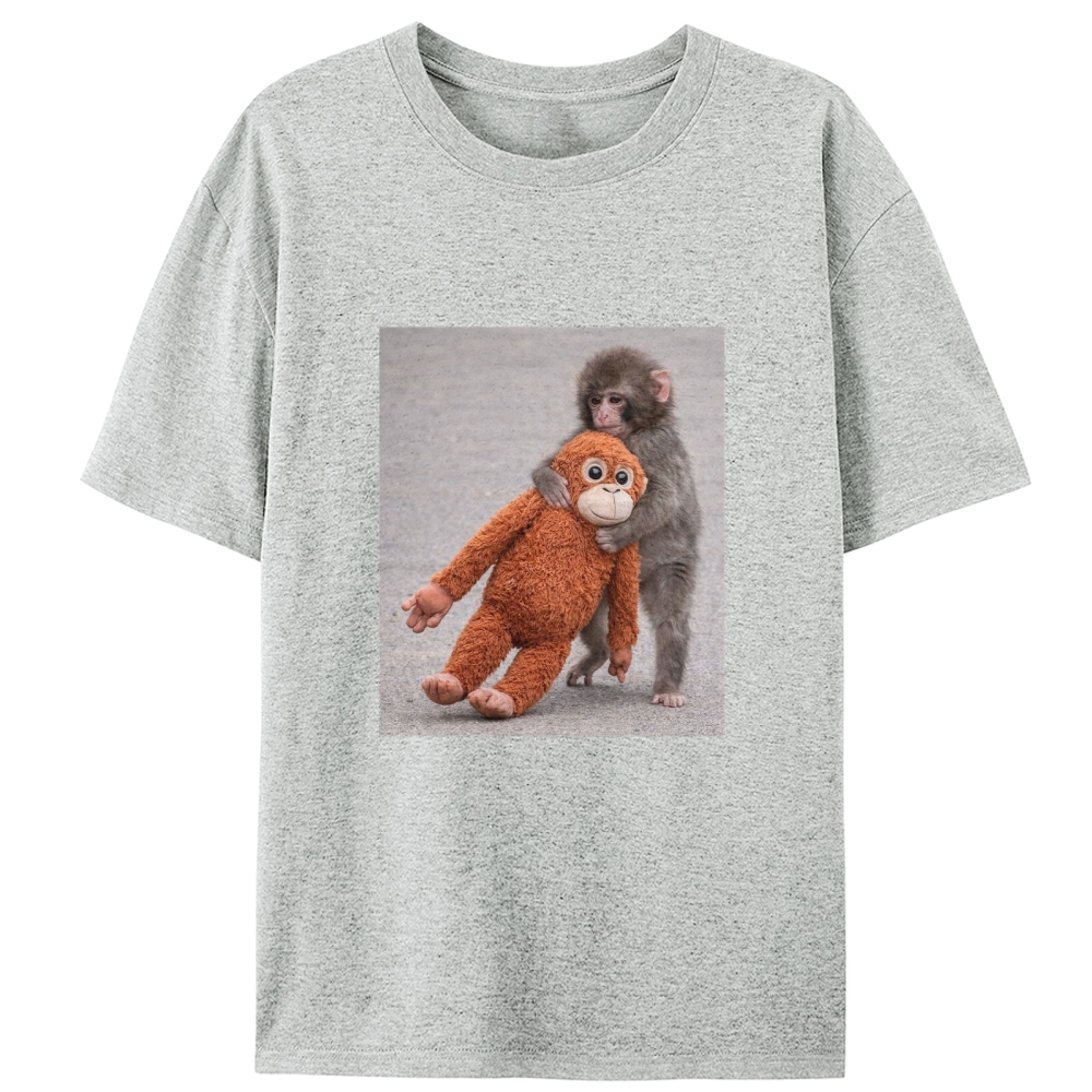 Punch-kun Monkey Meme Graphic Retro Designed for Women - Slim Fit Cotton Tee