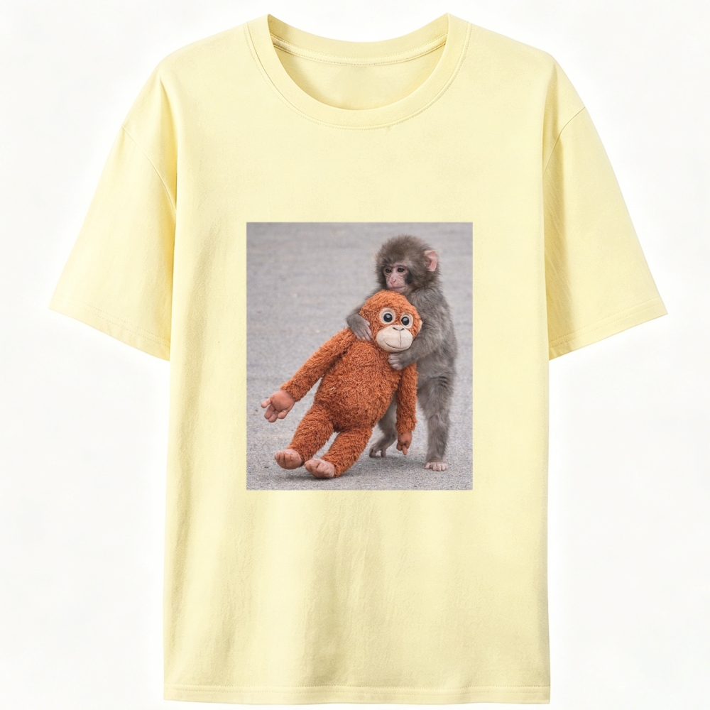 Punch-kun Monkey Meme Graphic Retro Designed for Women - Slim Fit Cotton Tee