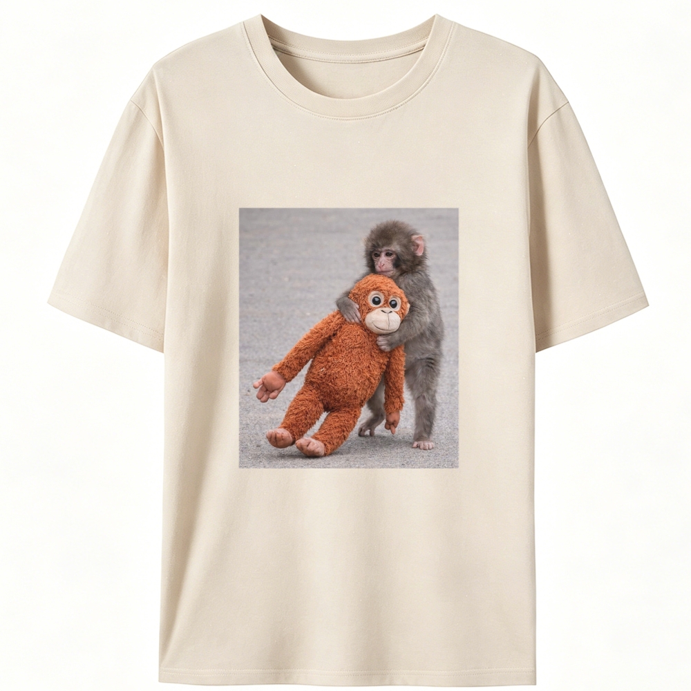 Punch-kun Monkey Meme Graphic Retro Designed for Women - Slim Fit Cotton Tee