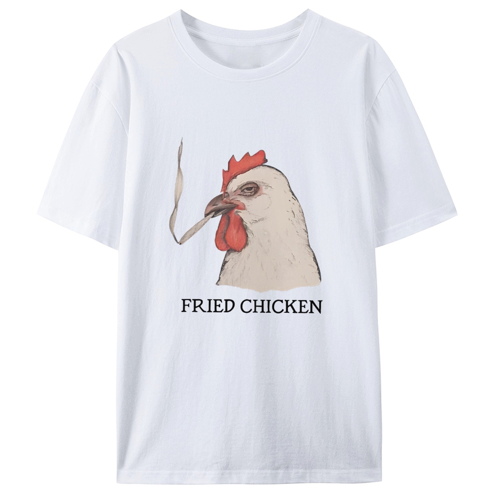 Fried Chicken Last Cigarette Retro Designed for Women - Slim Fit Cotton Tee