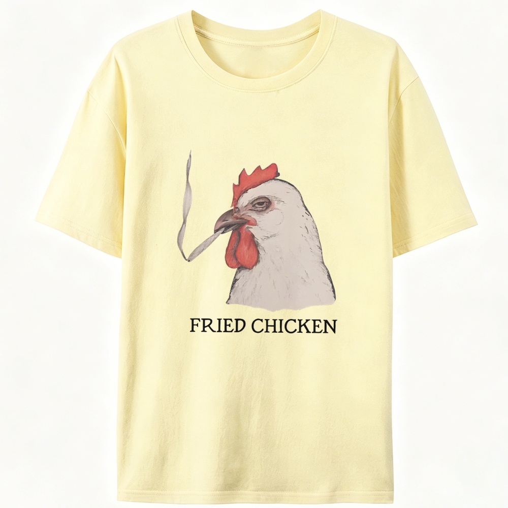Fried Chicken Last Cigarette Retro Designed for Women - Slim Fit Cotton Tee