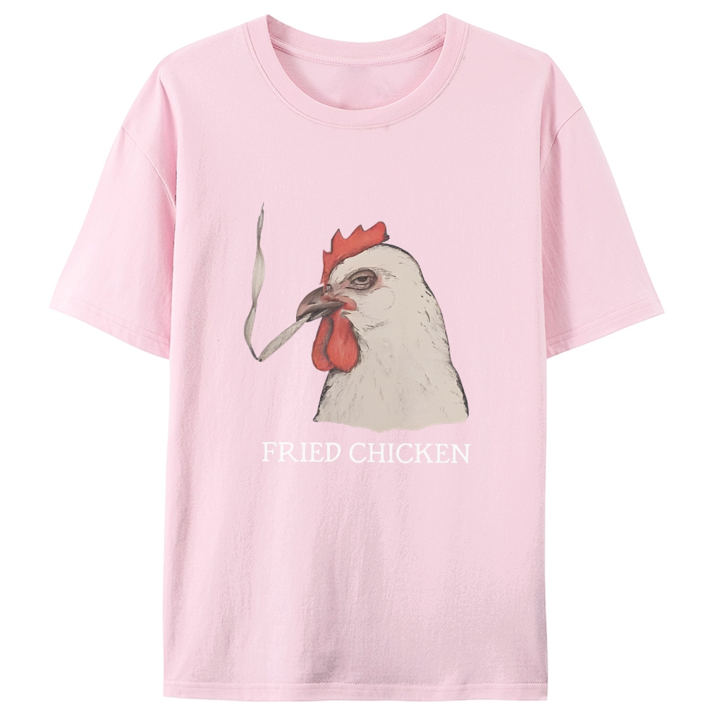 Fried Chicken Last Cigarette Retro Designed for Women - Slim Fit Cotton Tee
