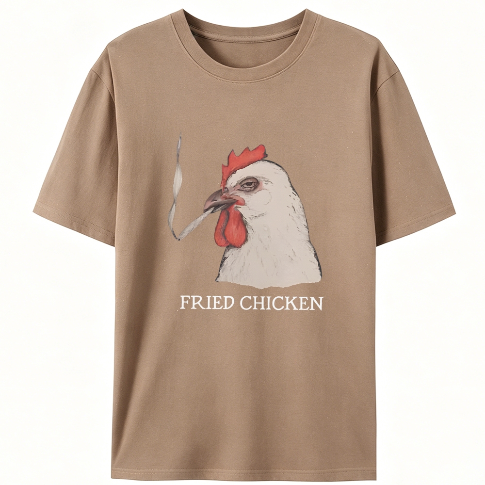 Fried Chicken Last Cigarette Retro Designed for Women - Slim Fit Cotton Tee