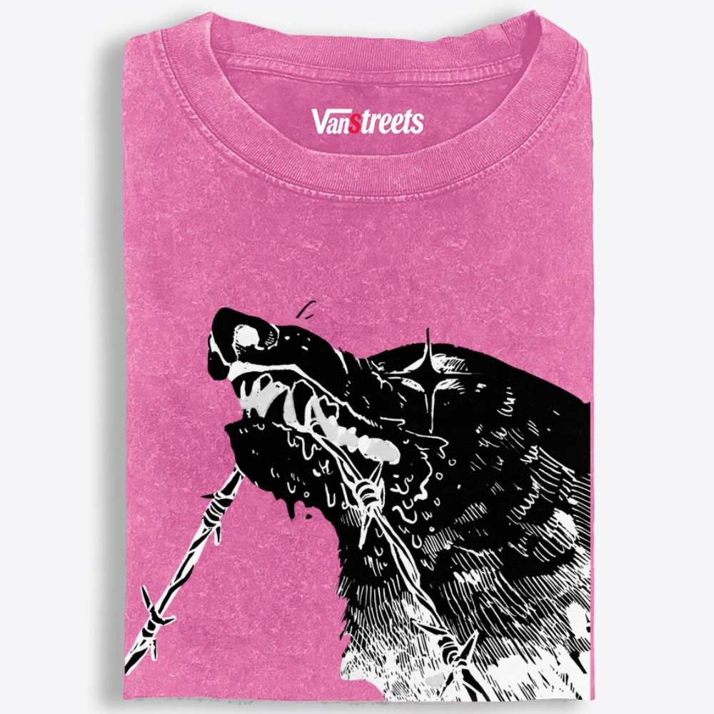 Barbed Beast Retro Washed T-Shirt | 100% Cotton | Streetwear Essential