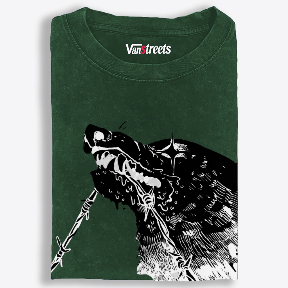 Barbed Beast Retro Washed T-Shirt | 100% Cotton | Streetwear Essential
