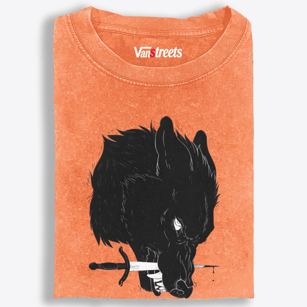 Sword Wolf Retro Washed T-Shirt | 100% Cotton | Streetwear Essential