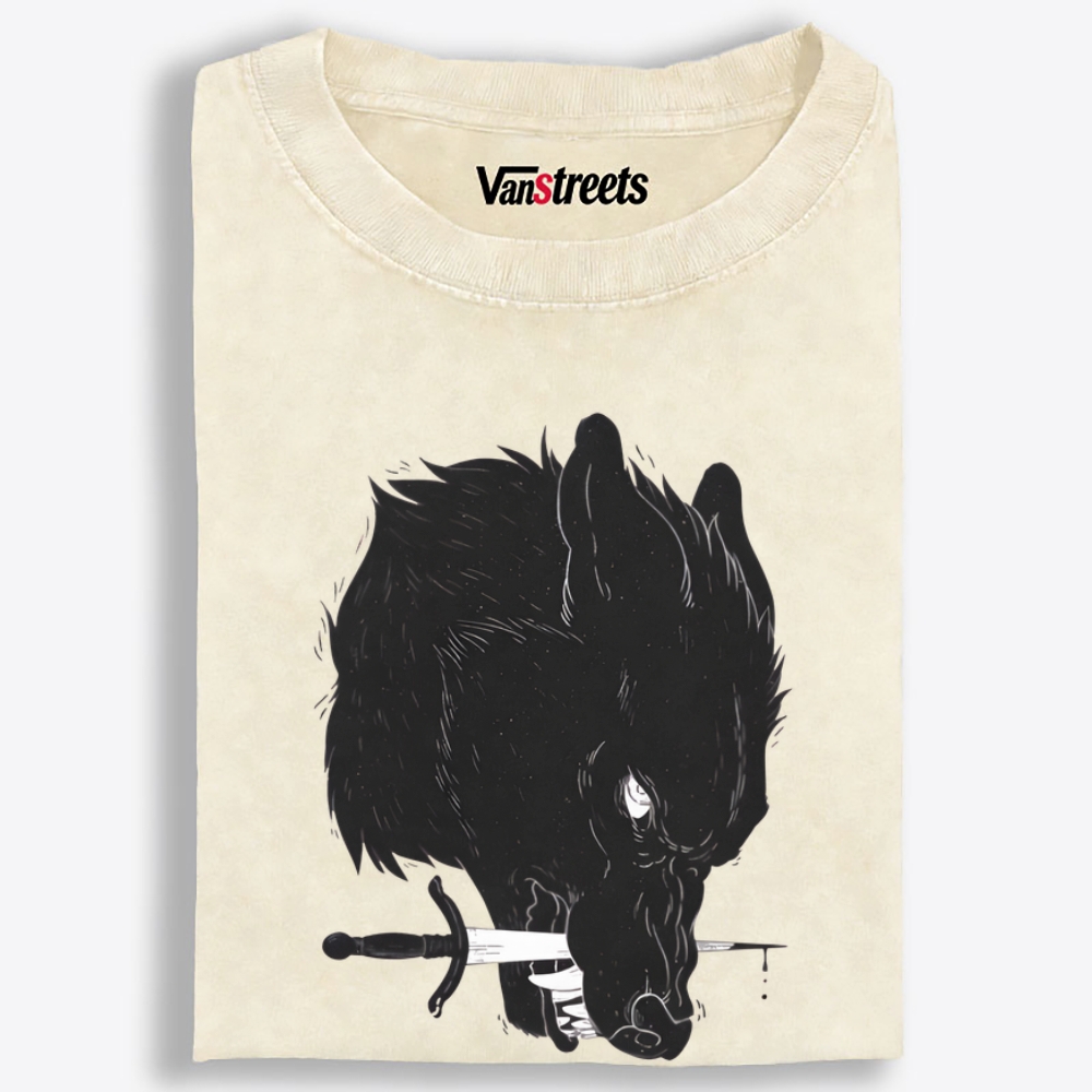 Sword Wolf Retro Washed T-Shirt | 100% Cotton | Streetwear Essential