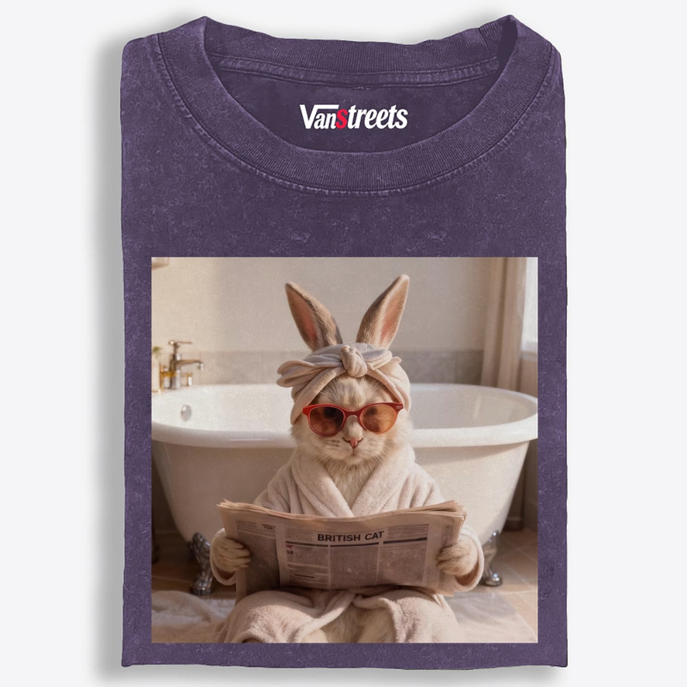 Cozy Bathrobe Bunny Washed T-Shirt | 100% Cotton | Streetwear Essential