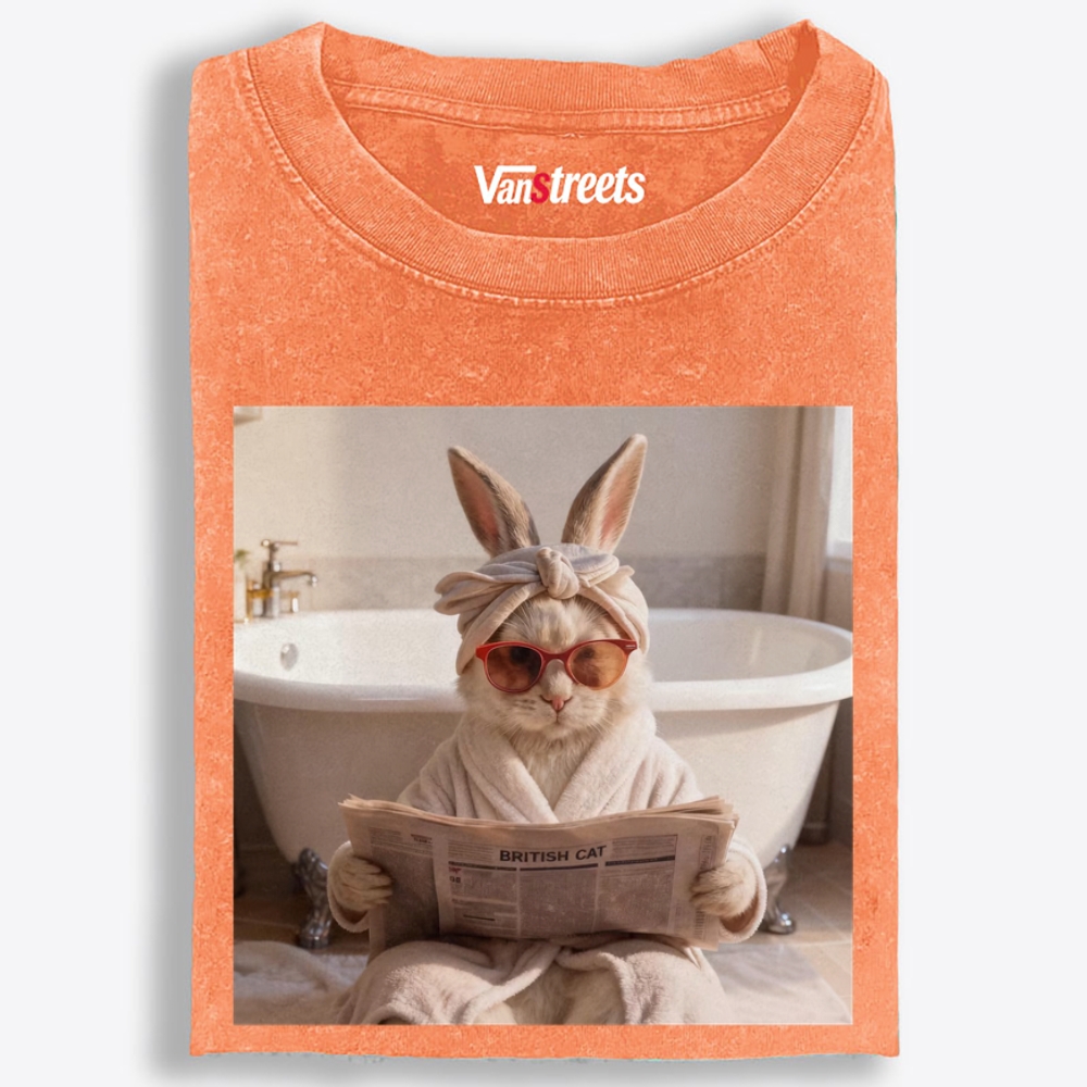 Cozy Bathrobe Bunny Washed T-Shirt | 100% Cotton | Streetwear Essential
