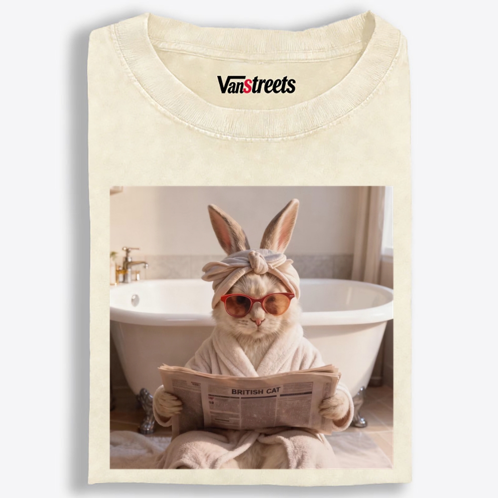 Cozy Bathrobe Bunny Washed T-Shirt | 100% Cotton | Streetwear Essential