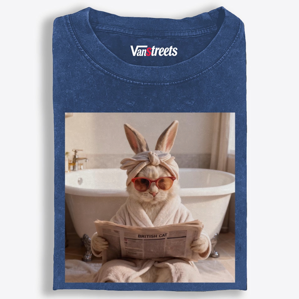 Cozy Bathrobe Bunny Washed T-Shirt | 100% Cotton | Streetwear Essential