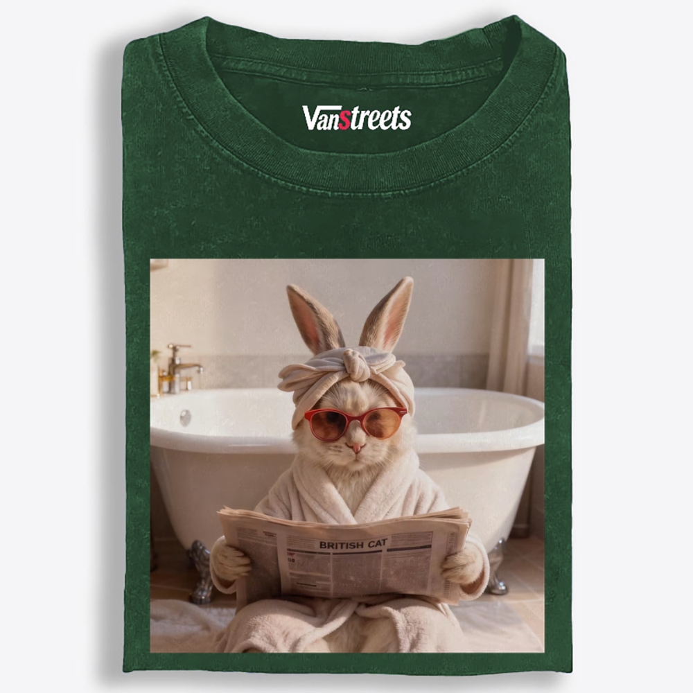 Cozy Bathrobe Bunny Washed T-Shirt | 100% Cotton | Streetwear Essential