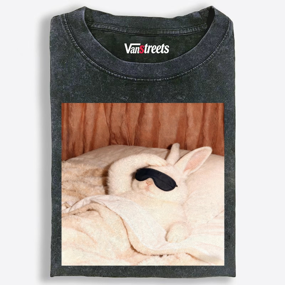 Sleepy Morning Bunny Oversized Washed T-Shirt | 100% Cotton | Streetwear Essential