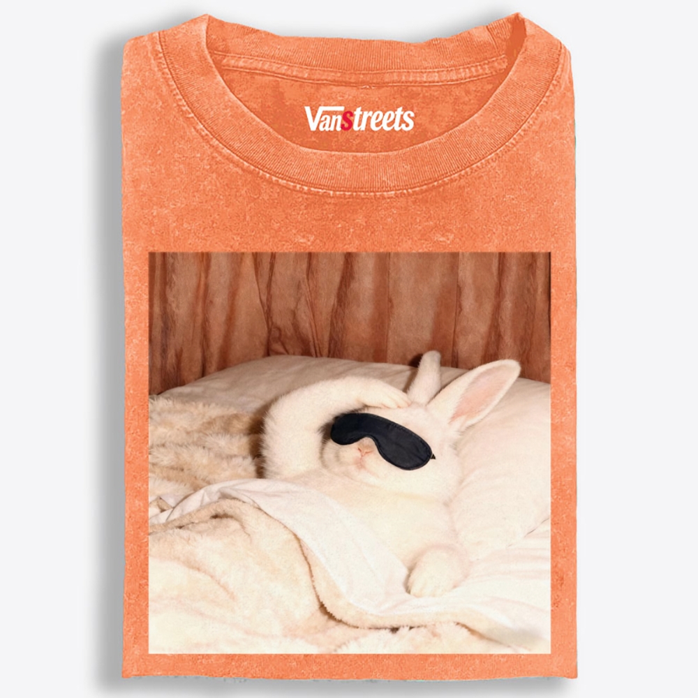 Sleepy Morning Bunny Oversized Washed T-Shirt | 100% Cotton | Streetwear Essential