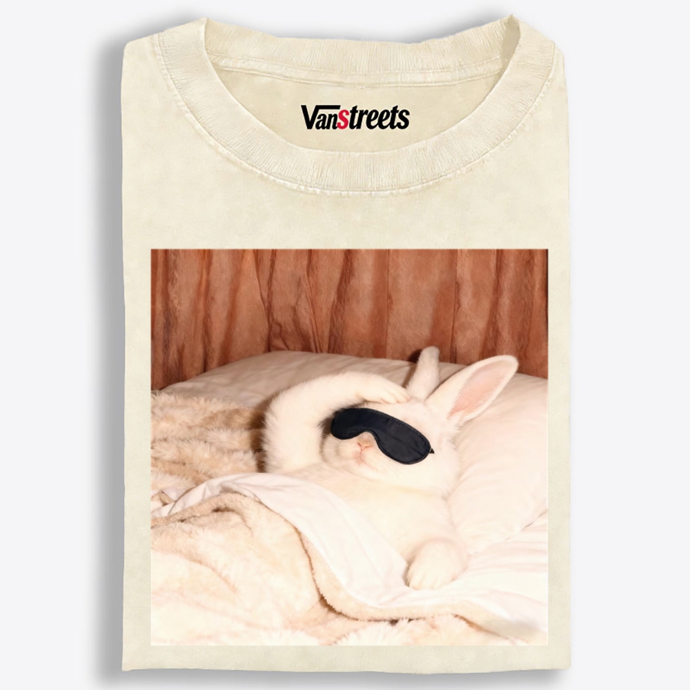 Sleepy Morning Bunny Oversized Washed T-Shirt | 100% Cotton | Streetwear Essential