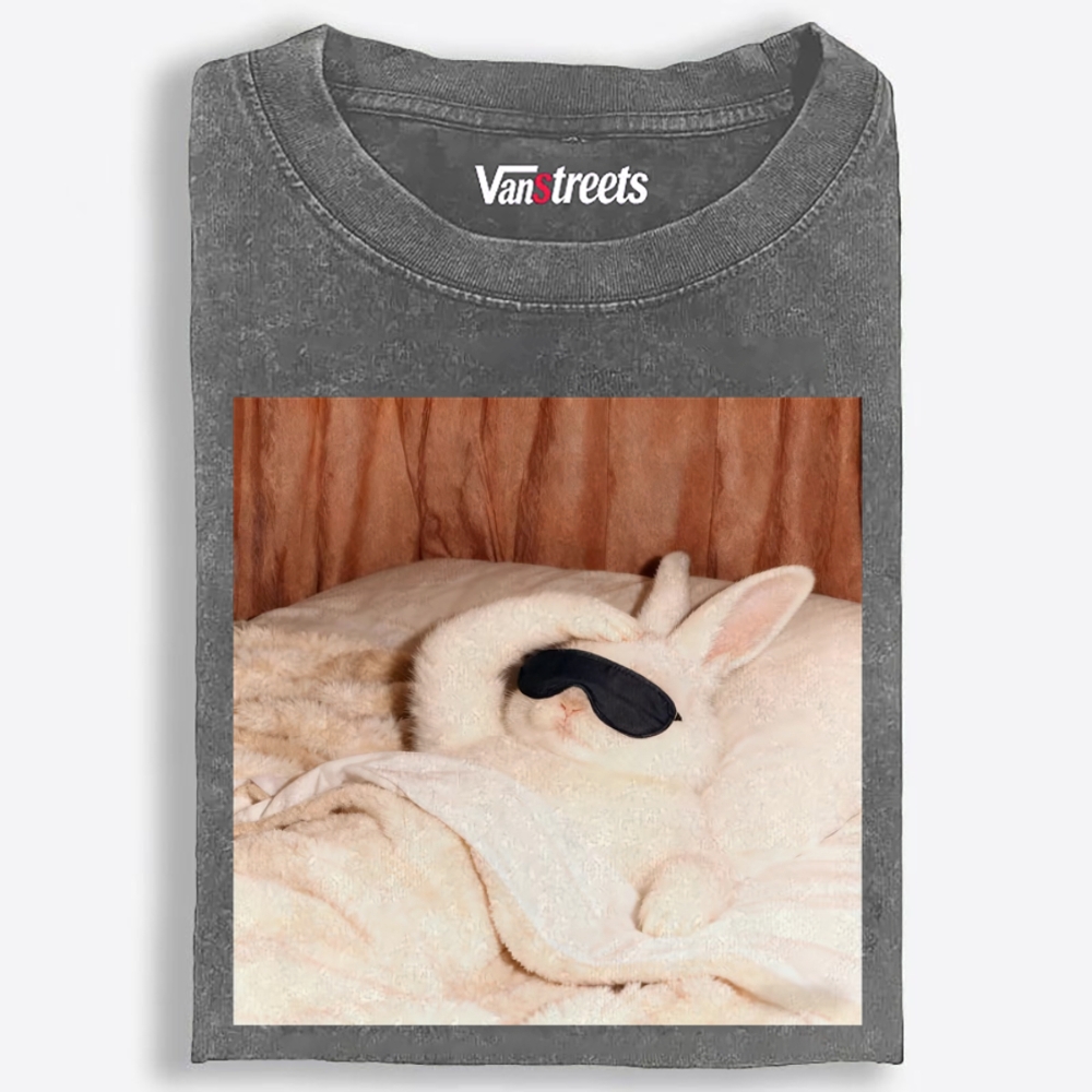 Sleepy Morning Bunny Oversized Washed T-Shirt | 100% Cotton | Streetwear Essential