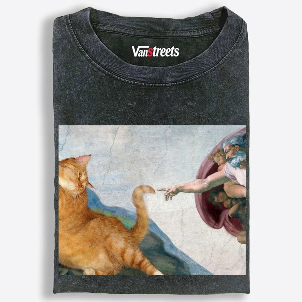 Cat Creation Retro Washed T-Shirt | 100% Cotton | Streetwear Essential