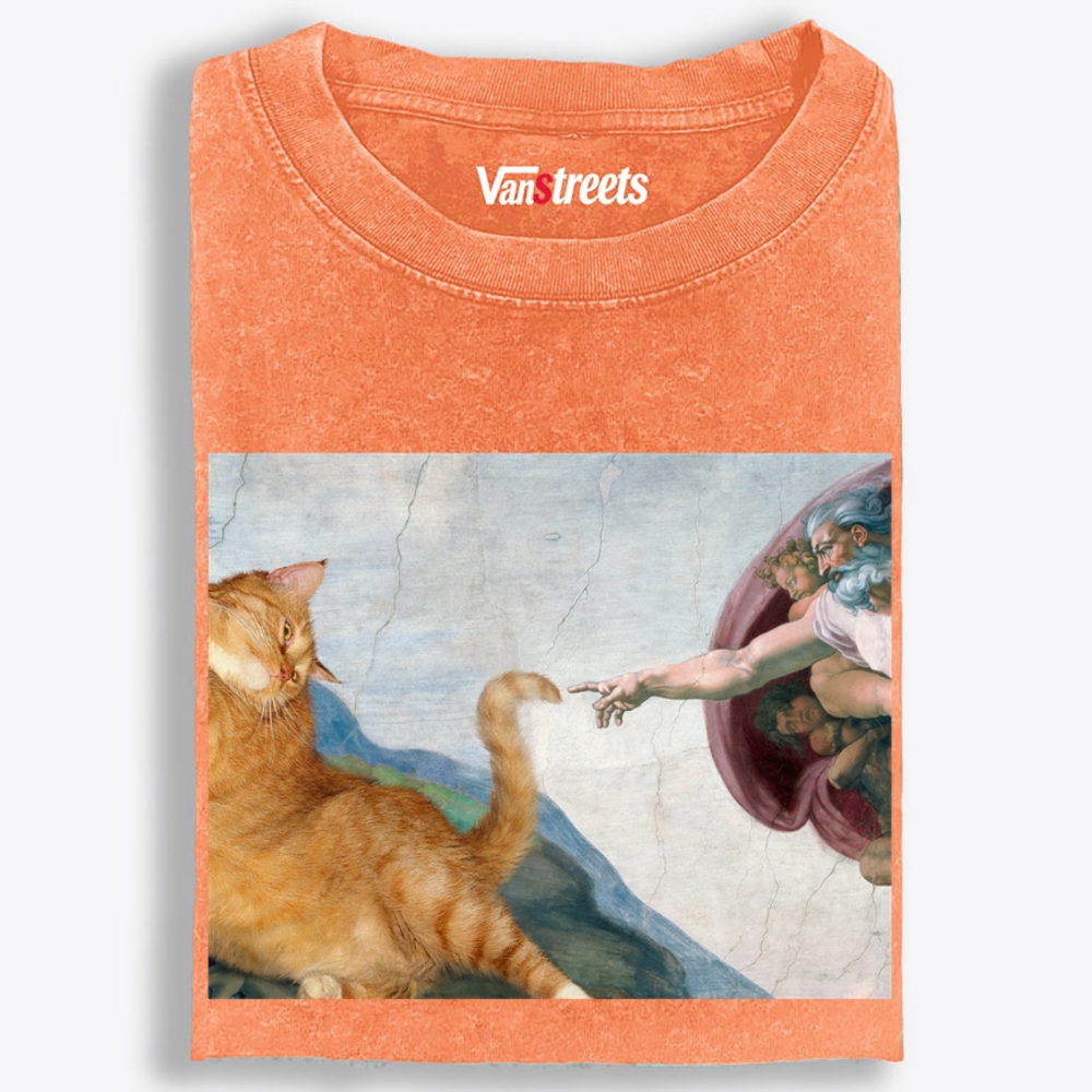 Cat Creation Retro Washed T-Shirt | 100% Cotton | Streetwear Essential