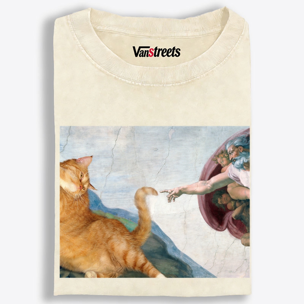 Cat Creation Retro Washed T-Shirt | 100% Cotton | Streetwear Essential