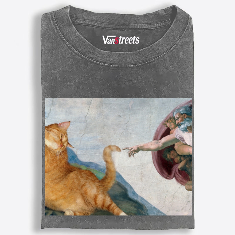 Cat Creation Retro Washed T-Shirt | 100% Cotton | Streetwear Essential