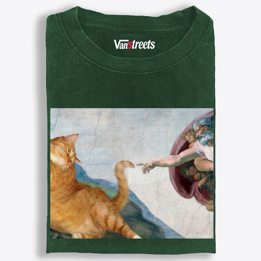 Cat Creation Retro Washed T-Shirt | 100% Cotton | Streetwear Essential