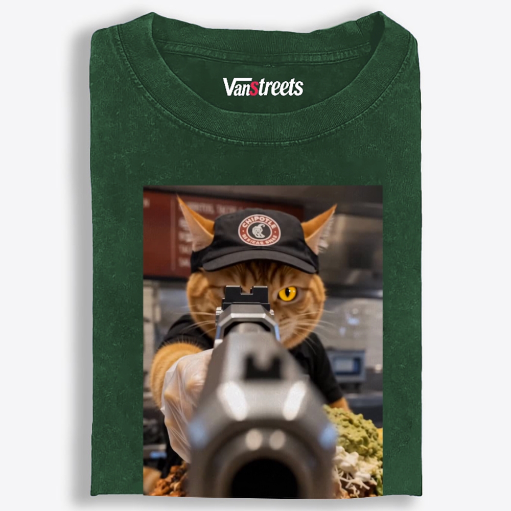 Aiming Orange Cat Retro Washed T-Shirt | 100% Cotton | Streetwear Essential