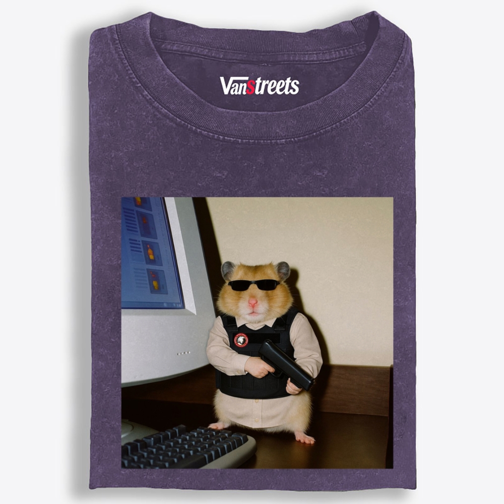 Hitman Hamster Retro Washed T-Shirt | 100% Cotton | Streetwear Essential
