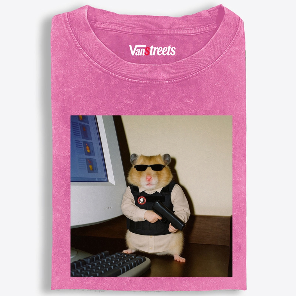 Hitman Hamster Retro Washed T-Shirt | 100% Cotton | Streetwear Essential
