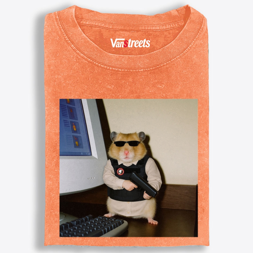 Hitman Hamster Retro Washed T-Shirt | 100% Cotton | Streetwear Essential