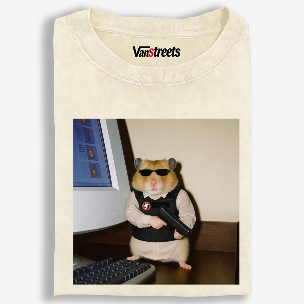 Hitman Hamster Retro Washed T-Shirt | 100% Cotton | Streetwear Essential