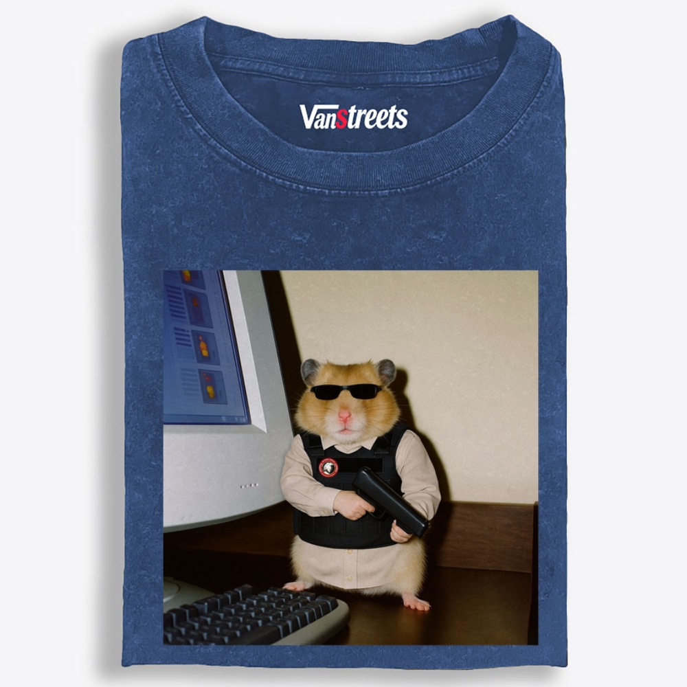 Hitman Hamster Retro Washed T-Shirt | 100% Cotton | Streetwear Essential