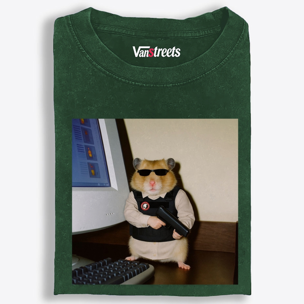 Hitman Hamster Retro Washed T-Shirt | 100% Cotton | Streetwear Essential
