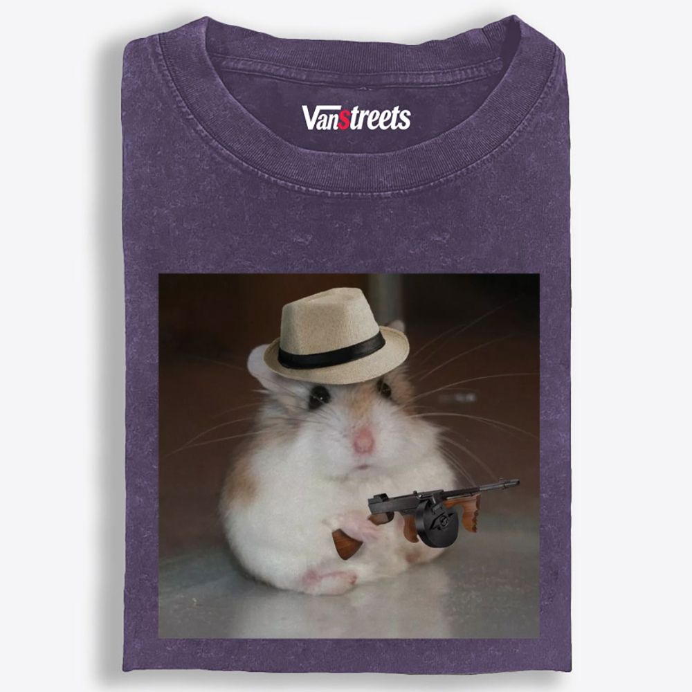 Gangster Hamster Retro Washed T-Shirt | 100% Cotton | Streetwear Essential