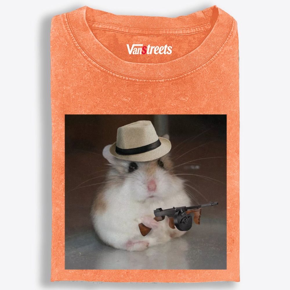 Gangster Hamster Retro Washed T-Shirt | 100% Cotton | Streetwear Essential