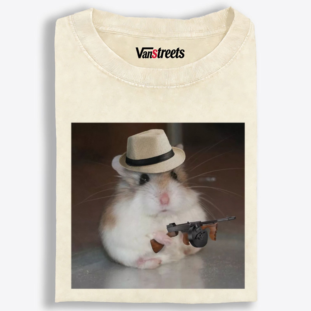 Gangster Hamster Retro Washed T-Shirt | 100% Cotton | Streetwear Essential