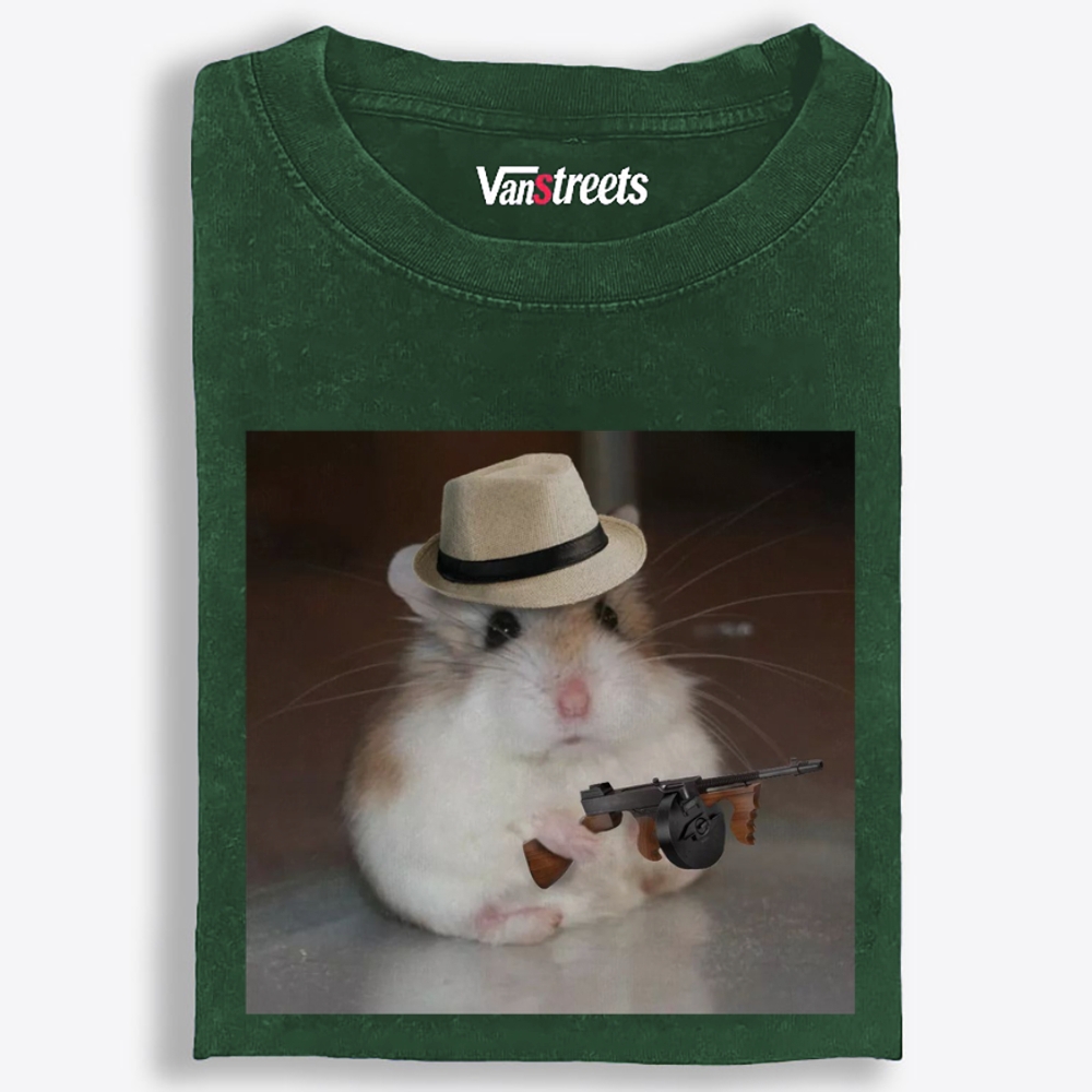 Gangster Hamster Retro Washed T-Shirt | 100% Cotton | Streetwear Essential
